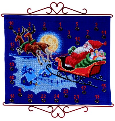 Christmas gift calendar - Santa Claus flying in sky