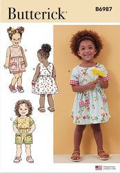 Toddlers dresses and rompers. Butterick 6987. 