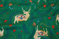 Green, light sweatshirt fabric with ca. 6 cm big deer