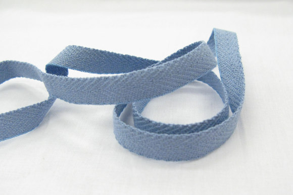 Herringbone woven cotton tape blue 1 cm