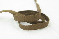Herringbone woven cotton tape light brown 1 cm
