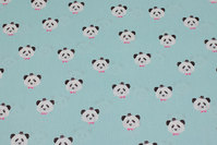 Light turqoise, firm cotton with ca. 3 cm panda heads