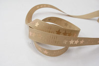 Sand coloured ribbon with rosegold patterns 1,5cm