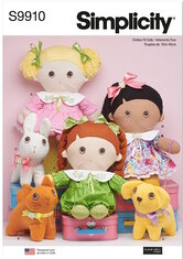 Plush dolls with clothes and plush pets By Elaine Heigl Designs. Simplicity 9910. 