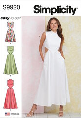 Dress with neckline and length variations. Simplicity 9920. 