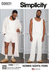 Mens Robe, Knit Tank Top, Pants and Shorts by Norris Danta Ford. Simplicity 9931. 