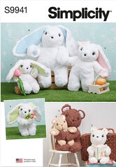 Plush Bears and Bunnies in Three Sizes. Simplicity 9941. 