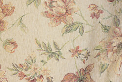 Light opholstry-tapestry with velvet-surface and pastel flowers