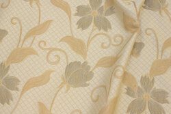 Creme-color jacquard satin with beige flowers