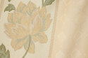 Jacquard-woven opholstry-fabric with ca. 12 cm across-stripes in creme and green