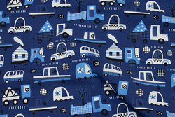 Navy cotton-jersey with ca, 4 cm cars