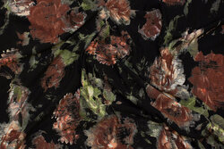 Very light viscose jersey with brown flowers