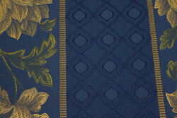 Jacquard-vævet opholstry fabric with ca. 12 cm across-stripes in navy and yellow