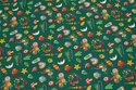 Green cotton with ca. 2-3 cm christmas motifs