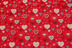 Red cotton with ca. 2-3 cm hearts
