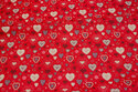 Red cotton with ca. 2-3 cm hearts