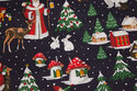 Dark navy cotton with Santas and trees