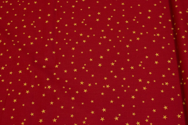 Winter red cotton with small gold stars