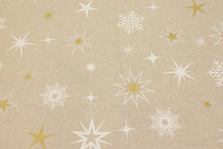 Linen-look with off-white snow crystal and gold stars