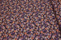Black cotton with purple and melon flowers