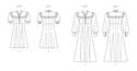 Dress in two lengths with sleeve variations