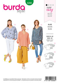 Loose Fit Blouse, V-Neckline–  Sleeve Variations. Burda 6266. 