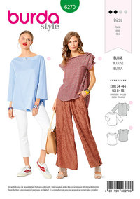 Blouse, Shallow Neckline with Neckline Band , Casual Loose Fit. Burda 6270. 