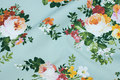 Light apple-green medium-thickness cotton and polyester with flowers