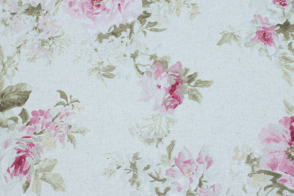 Linen-colored cotton and linen with roses