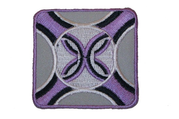 Purple and grey iron on patch 5.5 x 5.5 cm