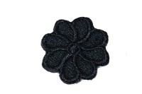 Tiny black flower iron on patch ø 2 cm