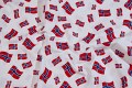 White cotton with norwegian flags