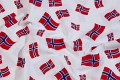 White cotton with norwegian flags