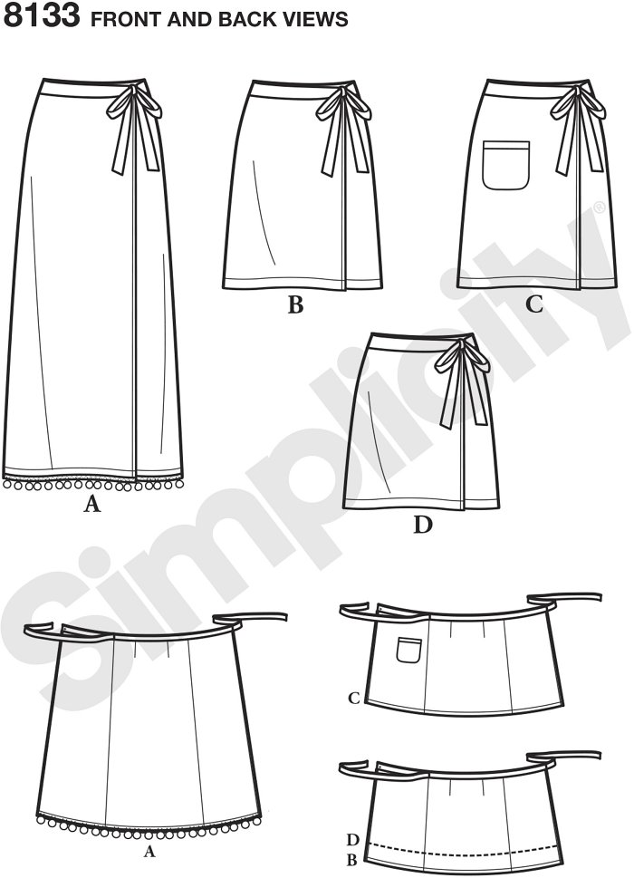 With this Learn to Sew skirt pattern for miss, you get specialized easy to follow instructions for first time sewers. Learn to cut a pattern, sew a shaped waistband with tie end, sew a patch pocket, and apply trim.