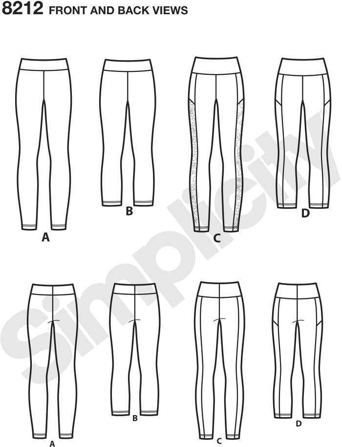 Knit legging pattern sized XXS-XXL is a wardrobe essential - perfect for active wear fabrics, or fashion knits. Pattern includes Trousers with 4" waistband in ankle or cropped length with contrast side panel, or can be made with 2" waistband in ankle or c