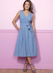 Pleated Wrap Dresses with Sash