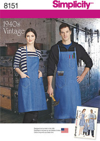 1 Vintage Aprons for Boys, Girls, Misses and Men. Simplicity 8151. 