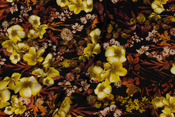 Black viscose-jersey with golden flowers