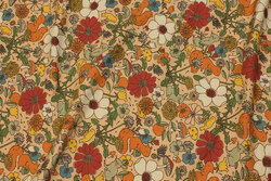 Camel cotton-jersey with flowers in retro-style