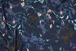 Dusty-navy viscose-jersey with flowers