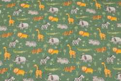 Green cotton with wild animals