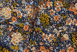 Navy cotton-jersey with flowers in close proximity