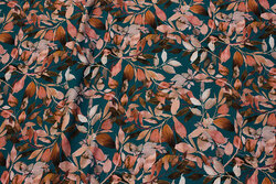 Organic cotton-jersey in petrol and coral