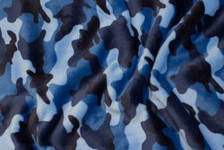 Supersoft micro-fleece with camouflage-pattern in blue nuances
