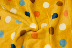 Supersoft micro-fleece in dark yellow with dots