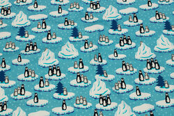 Turqoise cotton-jersey with penguins