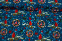 Blue cotton-jersey with birds and grangrene