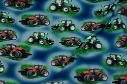 Blue cotton-jersey with tractors