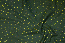 Dark green cotton with ca. 1 cm gold stars