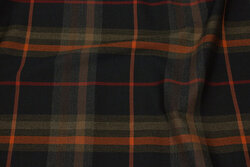 Fashion checks with stretch in dark navy with rust-red checks